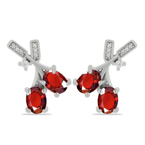 BUY STYLISH GARNET GEMSTONE EARRINGS IN STERLING SILVER