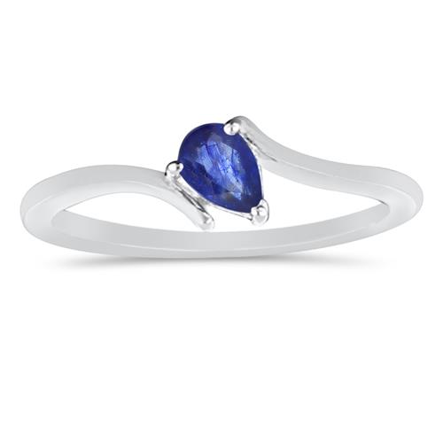 BUY NATURAL BLUE SAPPHIRE GEMSTONE RING IN STERLING SILVER