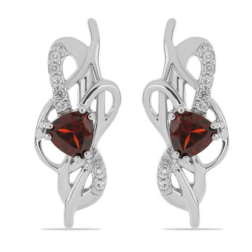 BUY STERLING SILVER GARNET GEMSTONE EARRINGS 