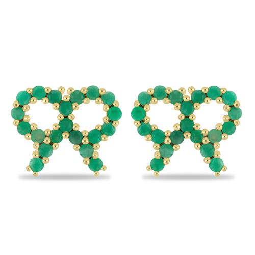 BUY NATURAL EMERALD GEMSTONE EARRINGS IN STERLING SILVER