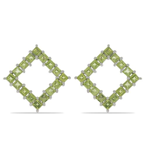 BUY NATURAL PERIDOT GEMSTONE EARRINGS IN STERLING SILVER