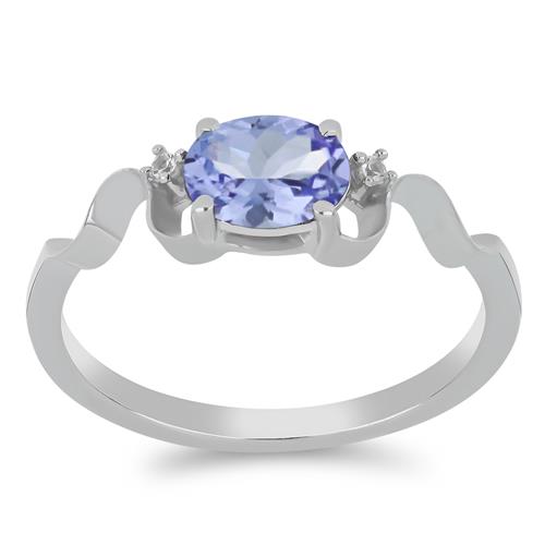 BUY NATURAL TANZANITE GEMSTONE RING IN SILVER 