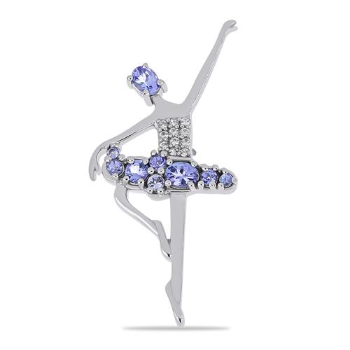 BUY STERLING SILVER BROOCH WITH TAZANITE GEMSTONE