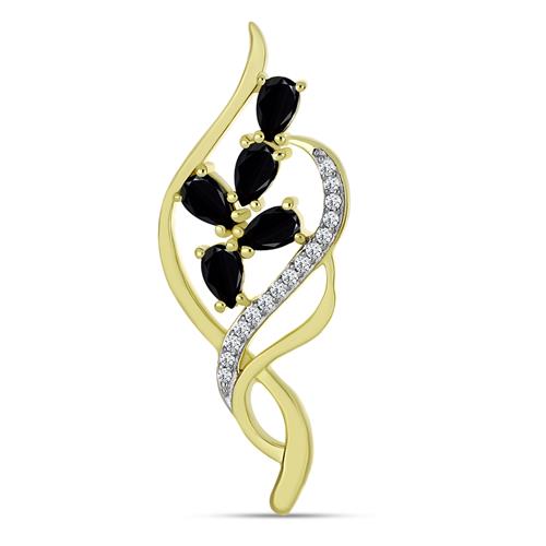 BUY 925 SILVER BROOCH WITH BLACK ONYX GEMSTONE