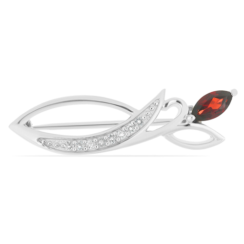 BUY STERLING SILVER BROOCH WITH GARNET GEMSTONE