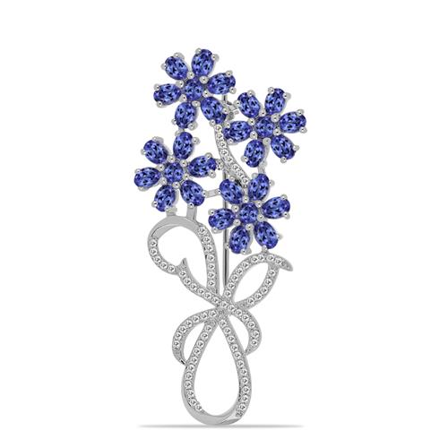 BUY 925 SILVER BROOCH WITH TANZANITE GEMSTONE