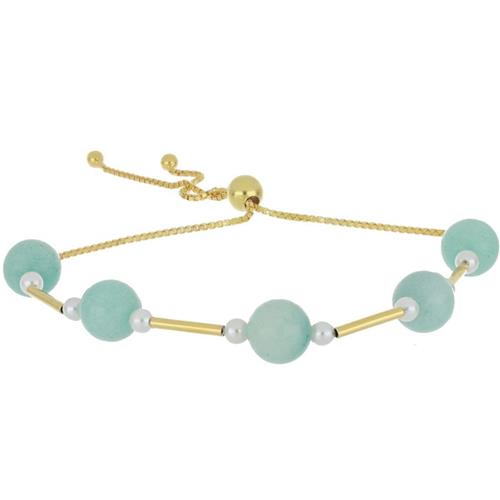 BUY NATURAL WHITE PEARL WITH AMAZONITE GEMSTONE NUGGETS BRACELET