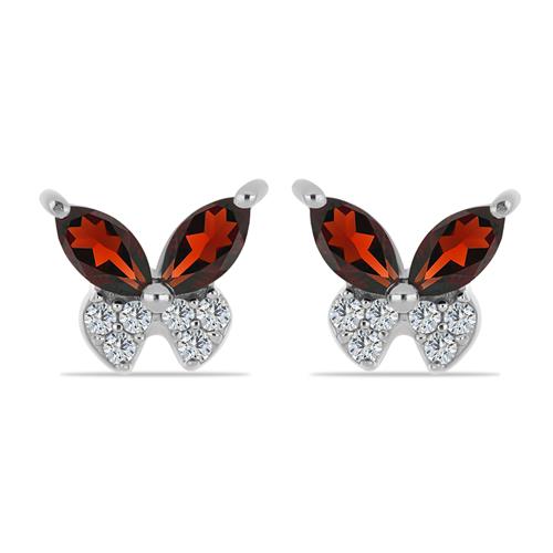 BUY 925 SILVER BUTTERFLY EARRING WITH GARNET GEMSTONE