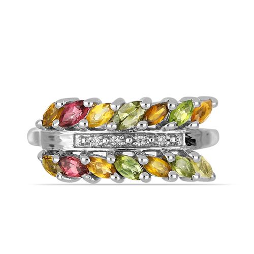 BUY STERLING SILVER NATURAL MULTI TOURMALINE GEMSTONE RING