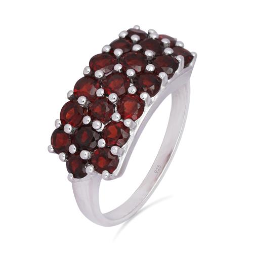 NATURAL GARNET GEMSTONE CLUSTER RING IN 925 SILVER | Jewelpin