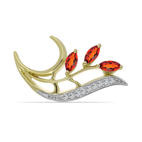 BUY 925 SILVER BROOCH WITH MADEIRA CITRINE GEMSTONE