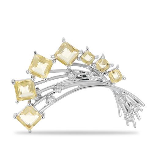 BUY 925 SILVER BROOCH WITH CITRINE GEMSTONE 