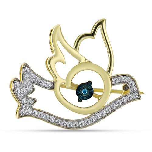 BUY 925 SILVER BROOCH WITH BLUE DIAMOND GEMSTONE